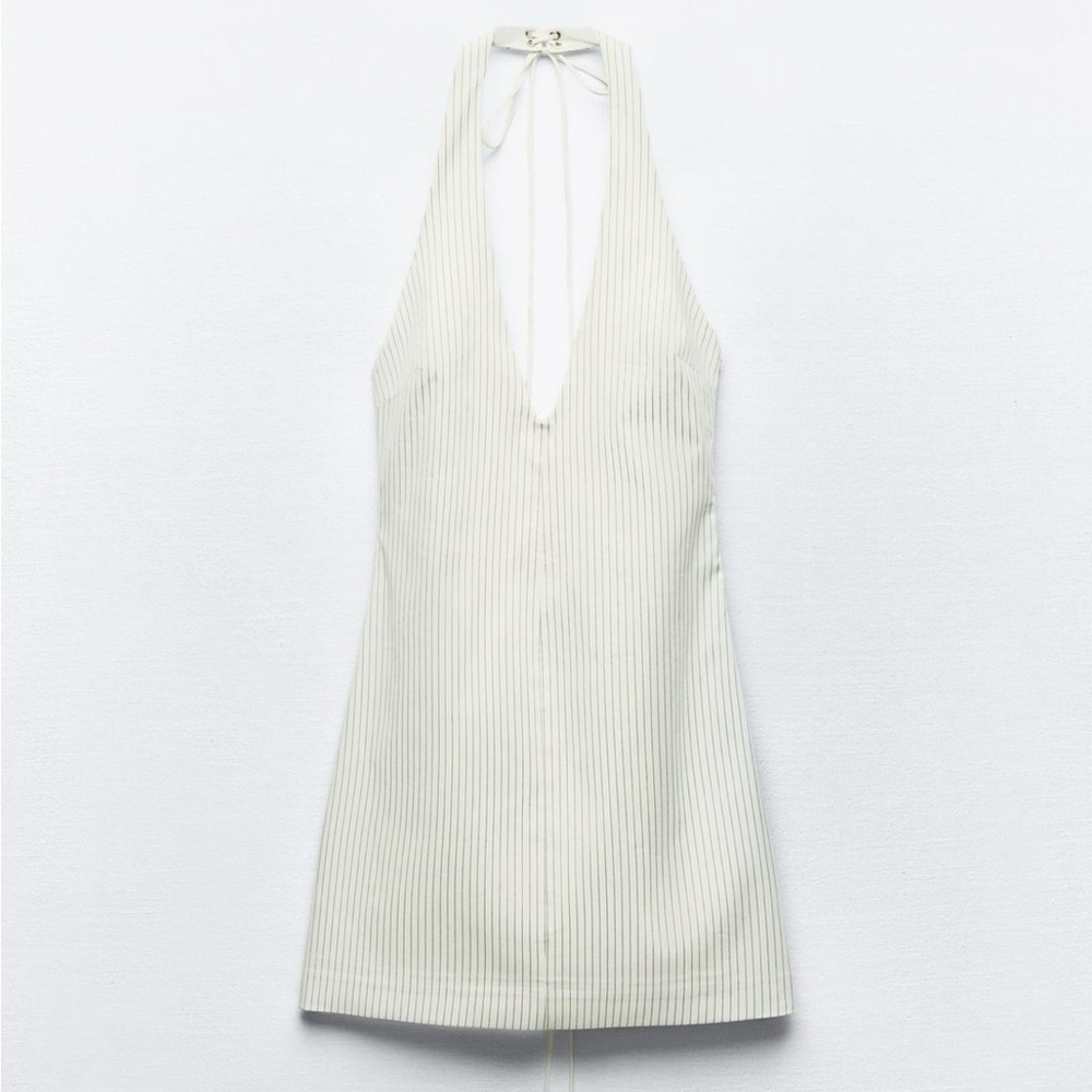 Zara white halter striped dress